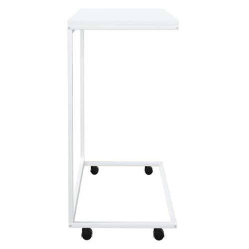 Sidebord med hjul 55x35x70 cm konstrueret træ hvid