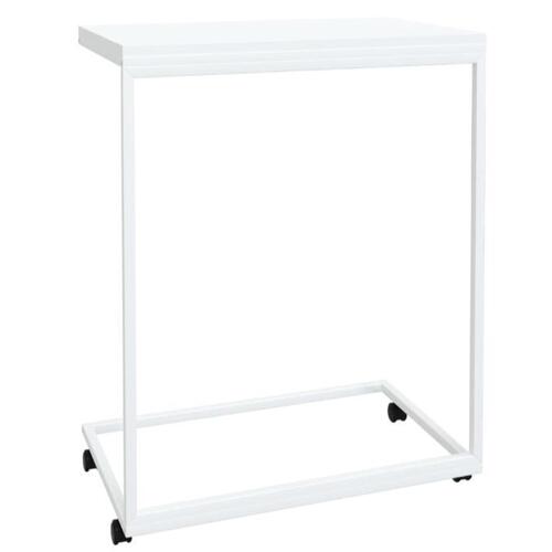 Sidebord med hjul 55x35x70 cm konstrueret træ hvid