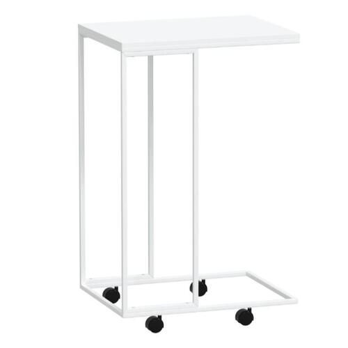 Sidebord med hjul 40x30x63,5 cm konstrueret træ hvid