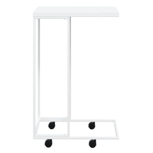 Sidebord med hjul 40x30x63,5 cm konstrueret træ hvid