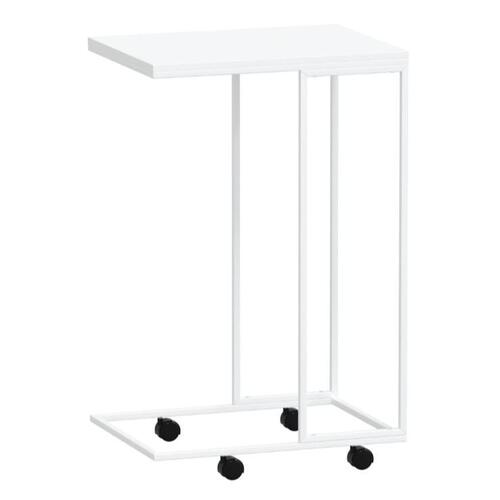 Sidebord med hjul 40x30x63,5 cm konstrueret træ hvid