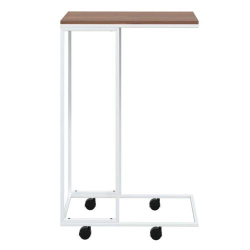 Sidebord med hjul 40x30x63,5 cm konstrueret træ hvid