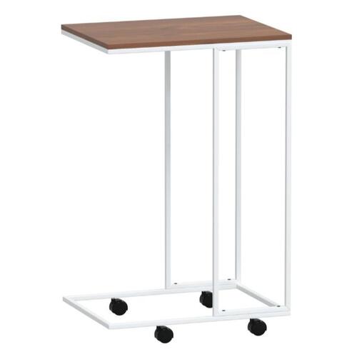 Sidebord med hjul 40x30x63,5 cm konstrueret træ hvid