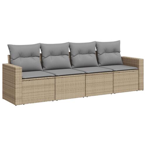 Sofasæt til haven 4 dele med hynder polyrattan beige