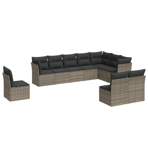 Sofasæt til haven 10 dele med hynder polyrattan grå