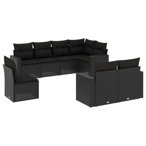 Sofasæt til haven 8 dele med hynder polyrattan sort