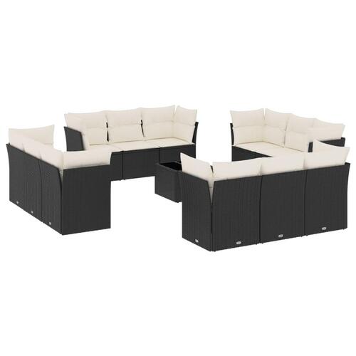 Sofasæt til haven 13 dele med hynder polyrattan sort