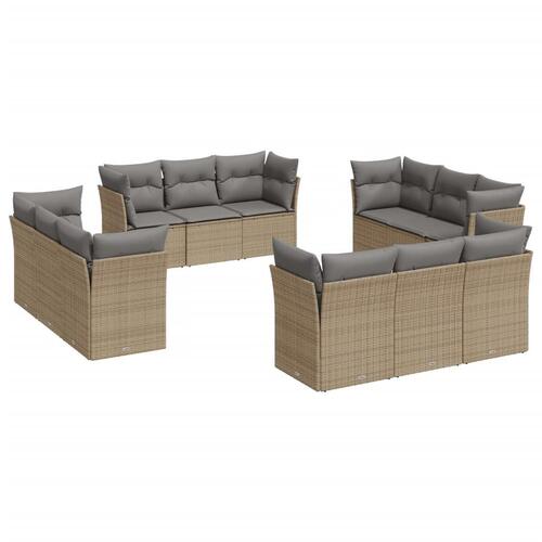 Sofasæt til haven 12 dele med hynder polyrattan beige