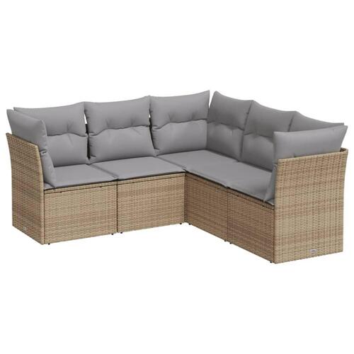 Sofasæt til haven 5 dele med hynder polyrattan beige