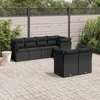 Sofasæt til haven 7 dele med hynder polyrattan sort