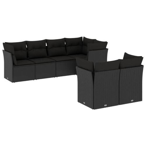 Sofasæt til haven 7 dele med hynder polyrattan sort