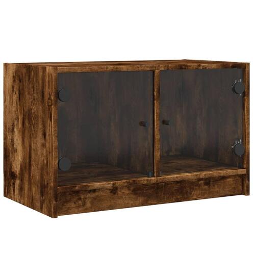 Skab med glaslåger 68x37x42 cm røget egetræsfarve