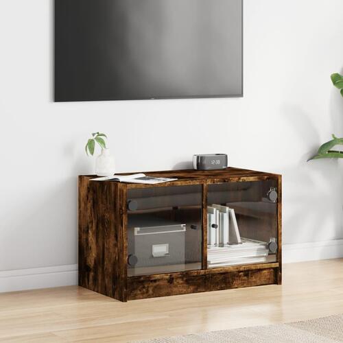 Skab med glaslåger 68x37x42 cm røget egetræsfarve