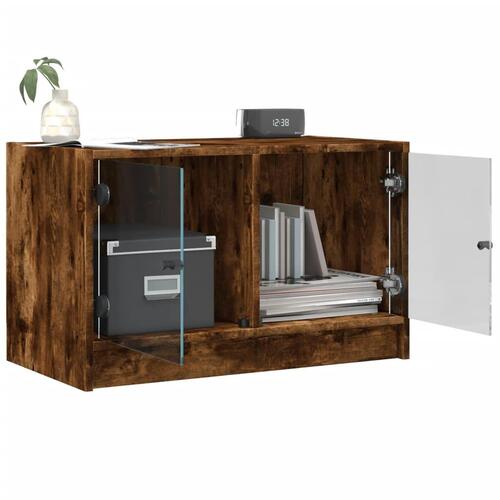 Skab med glaslåger 68x37x42 cm røget egetræsfarve