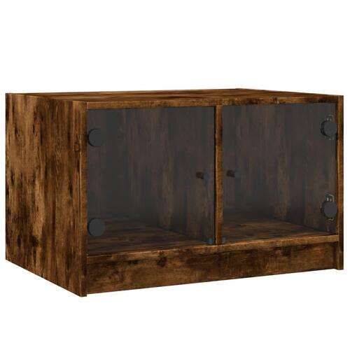 Sofabord med glaslåger 68x50x42 cm røget egetræsfarve