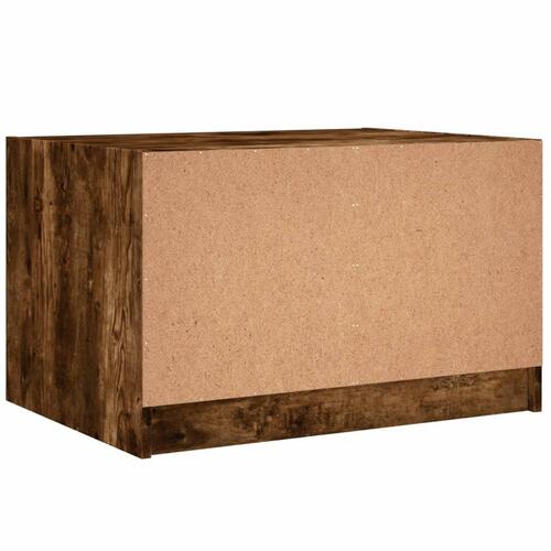 Sofabord med glaslåger 68x50x42 cm røget egetræsfarve