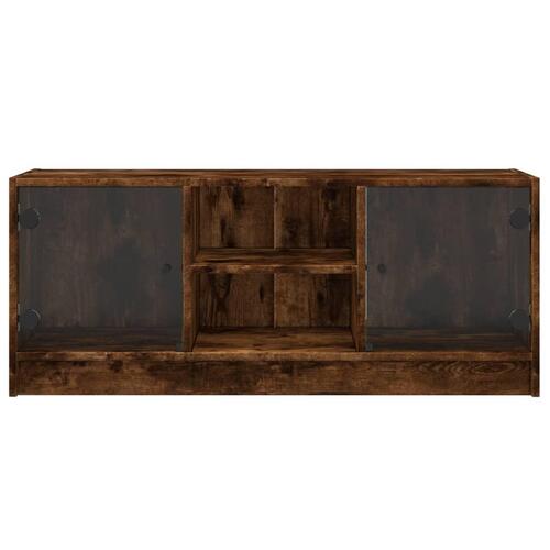 Skab med glaslåger 102x37x42 cm røget egetræsfarve