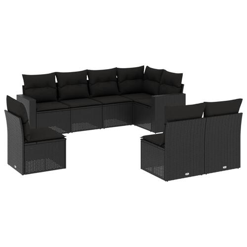 Sofasæt til haven 8 dele med hynder polyrattan sort