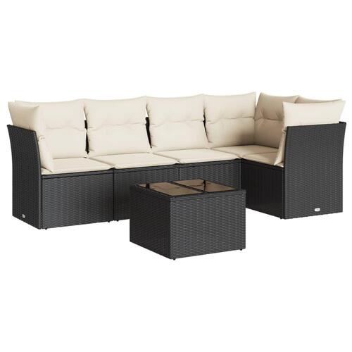 Sofasæt til haven 6 dele med hynder polyrattan sort