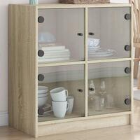Skab med glaslåger 68x37x75,5 cm sonoma-eg
