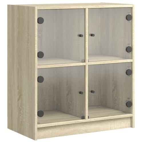 Skab med glaslåger 68x37x75,5 cm sonoma-eg