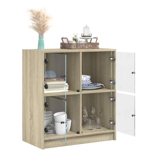 Skab med glaslåger 68x37x75,5 cm sonoma-eg