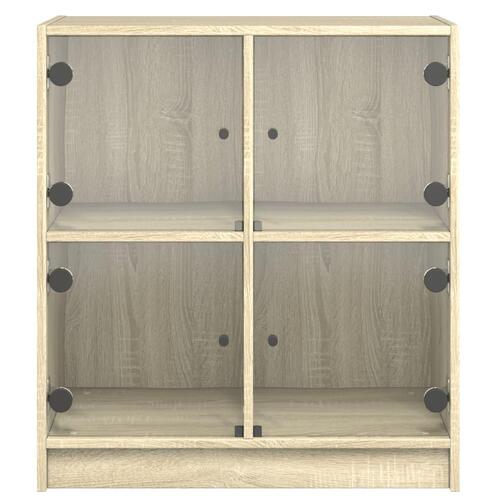 Skab med glaslåger 68x37x75,5 cm sonoma-eg