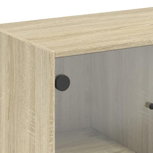 Skab med glaslåger 68x37x75,5 cm sonoma-eg