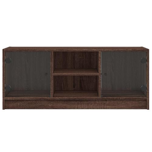 Skab med glaslåger 102x37x42 cm brun egetræsfarve