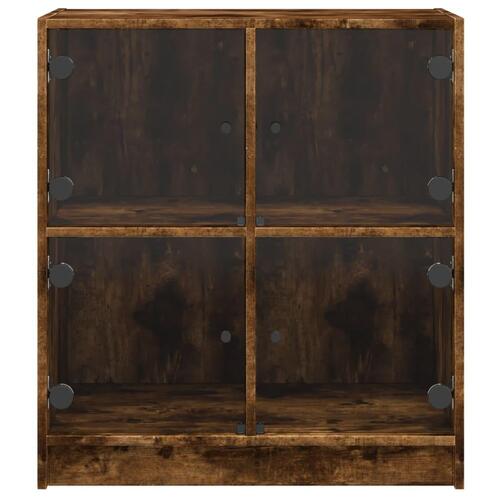 Skab med glaslåger 68x37x75,5 cm røget egetræsfarve