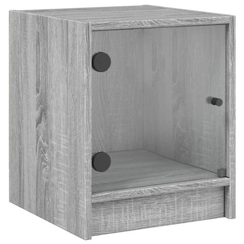 Sengeborde med glaslåger 2 stk. 35x37x42 cm grå sonoma-eg