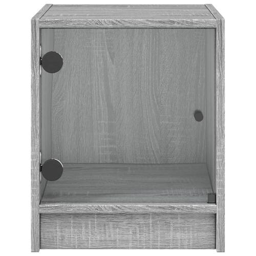 Sengeborde med glaslåger 2 stk. 35x37x42 cm grå sonoma-eg