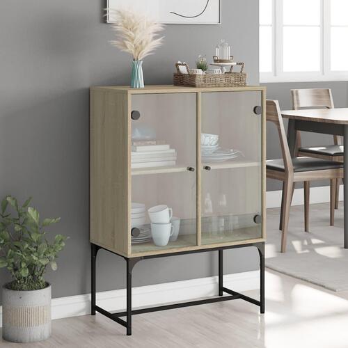 Skab med glaslåger 69x37x100 cm sonoma-eg
