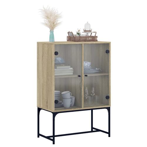 Skab med glaslåger 69x37x100 cm sonoma-eg