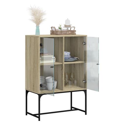 Skab med glaslåger 69x37x100 cm sonoma-eg