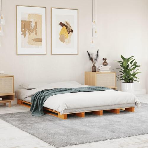 Palleseng 140x200 cm massivt fyrretræ gyldenbrun