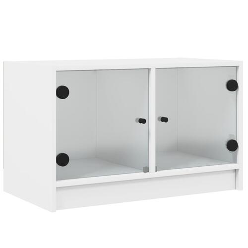 Tv-bord med glaslåger 68x37x42 cm hvid