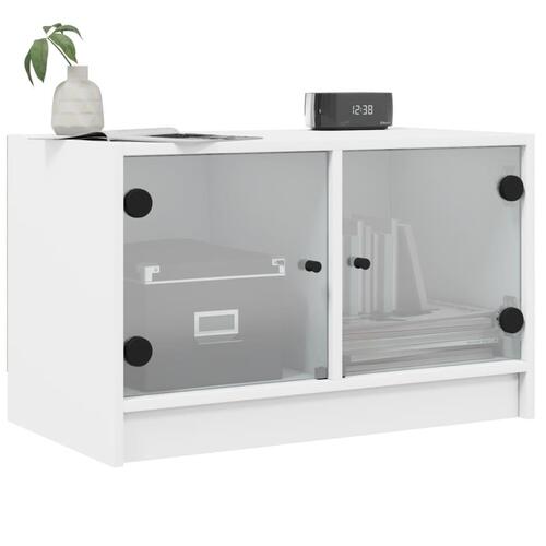 Tv-bord med glaslåger 68x37x42 cm hvid