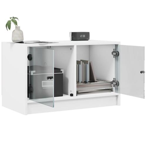 Tv-bord med glaslåger 68x37x42 cm hvid