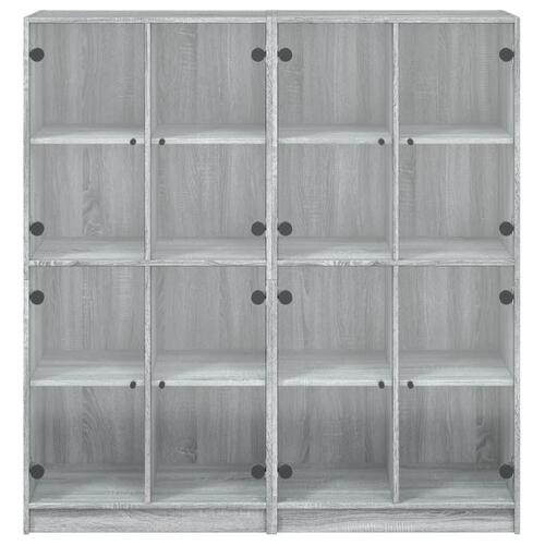 Bogreol med låger 136x37x142 cm konstrueret træ grå sonoma
