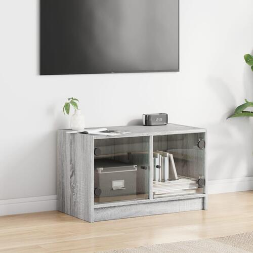 Skab med glaslåger 68x37x42 cm grå sonoma-eg