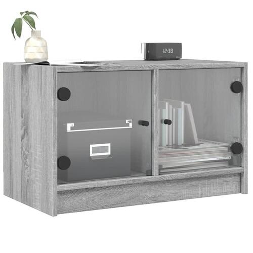 Skab med glaslåger 68x37x42 cm grå sonoma-eg