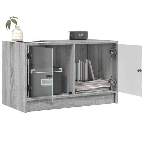 Skab med glaslåger 68x37x42 cm grå sonoma-eg