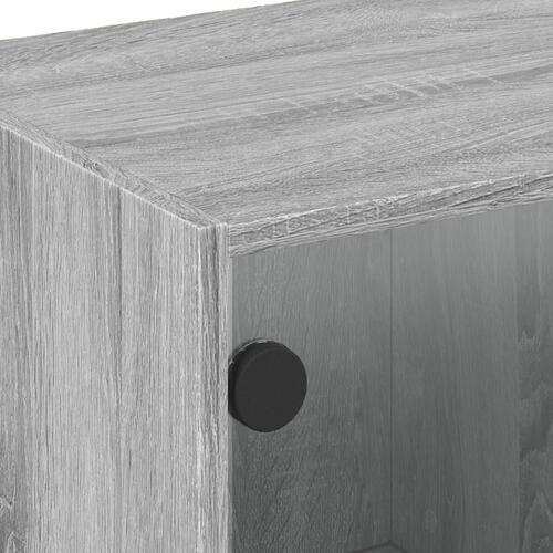 Skab med glaslåger 68x37x42 cm grå sonoma-eg