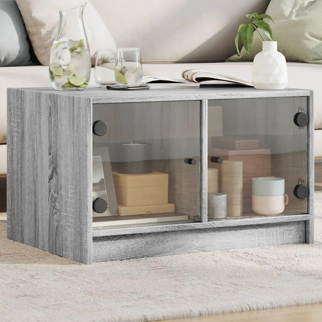 Sofabord med glaslåger 68x50x42 cm grå sonoma-eg