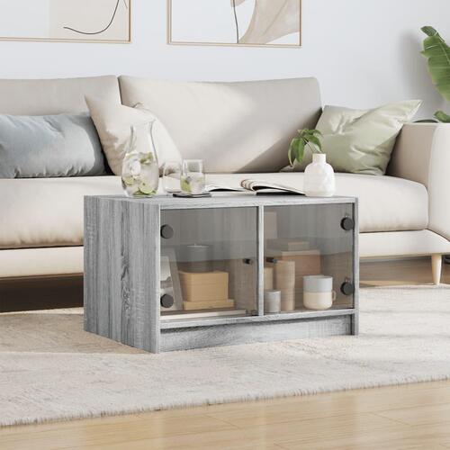 Sofabord med glaslåger 68x50x42 cm grå sonoma-eg
