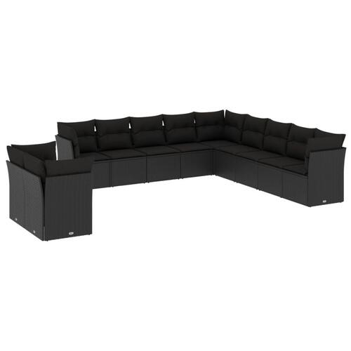 Sofasæt til haven 11 dele med hynder polyrattan sort