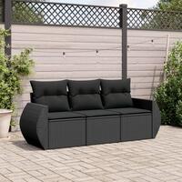 Sofasæt til haven 3 dele med hynder polyrattan sort