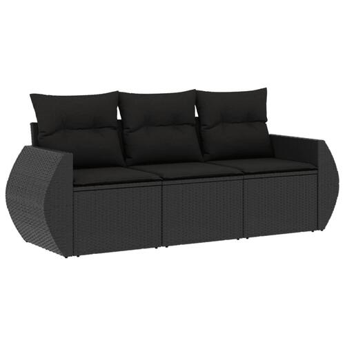 Sofasæt til haven 3 dele med hynder polyrattan sort
