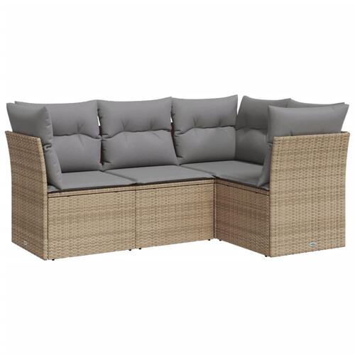 Sofasæt til haven 4 dele med hynder polyrattan beige